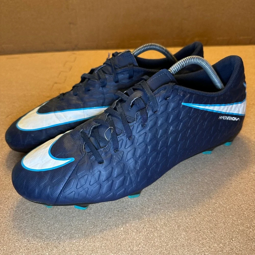 Nike Hypervenom Phelon III FG Mens 11.5 Navy Blue Soccer Cleats 852547-414 Firm
